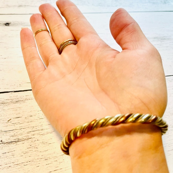 VTG Tri-metal Twisted Bracelet Double Dragon Heads copper, bronze, brass - Picture 10 of 12
